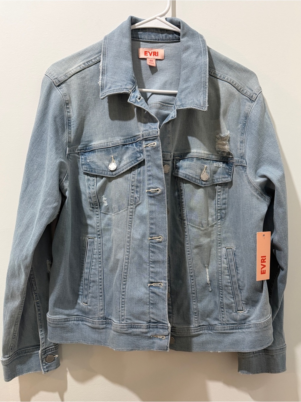 EVRI Light Blue Distressed Denim Jacket